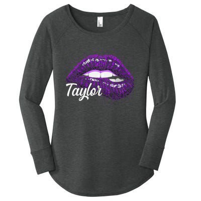 I Love Taylor Lips Funny Taylor Women's Perfect Tri Tunic Long Sleeve Shirt