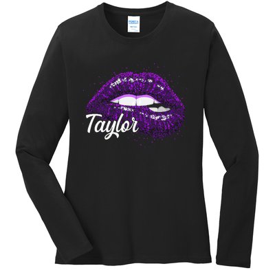 I Love Taylor Lips Funny Taylor Ladies Long Sleeve Shirt