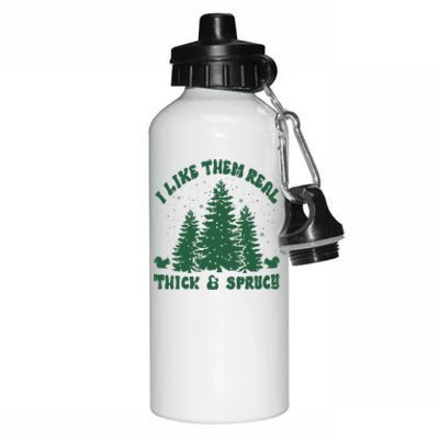 I Like Them Real Thick & Sprucy Funny Christmas Aluminum Water Bottle