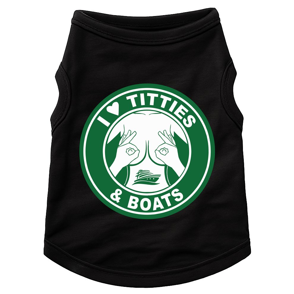 I Love Titties And Boats Logo Funny Adult Humor Doggie Tank