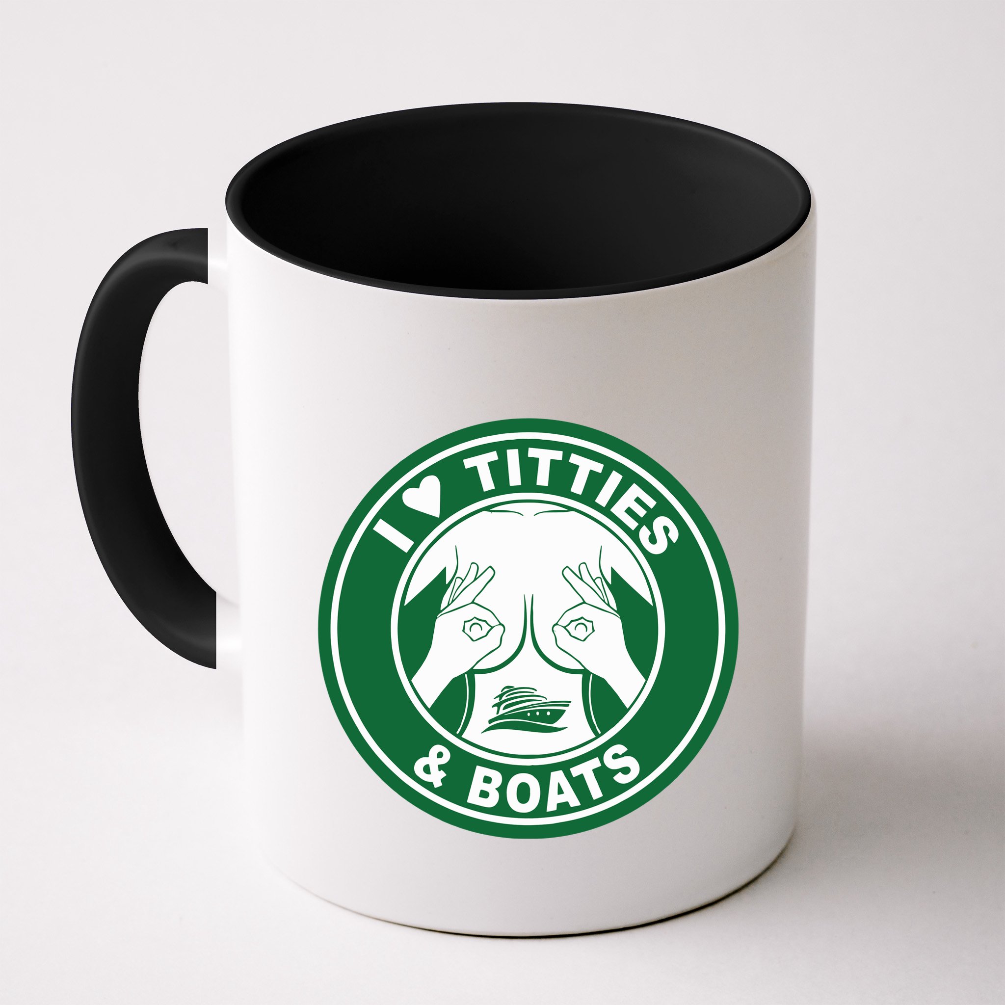 I Love Titties And Boats Logo Funny Adult Humor Mug