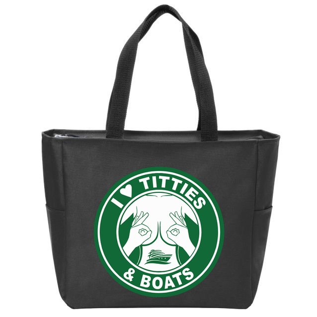 I Love Titties And Boats Logo Funny Adult Humor Zip Tote Bag