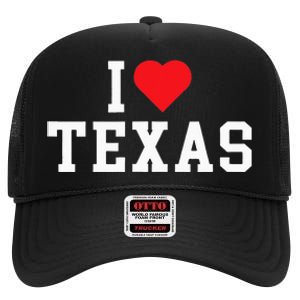 I Love Texas TX Throwback Design High Crown Mesh Back Trucker Hat