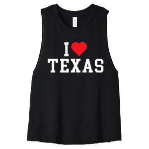 I Love Texas TX Throwback Design Women's Racerback Cropped Tank