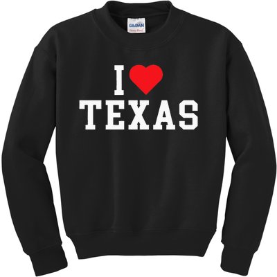 I Love Texas TX Throwback Design Kids Sweatshirt