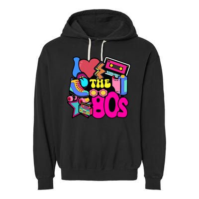 I Love The 80s Retro Cool Garment-Dyed Fleece Hoodie
