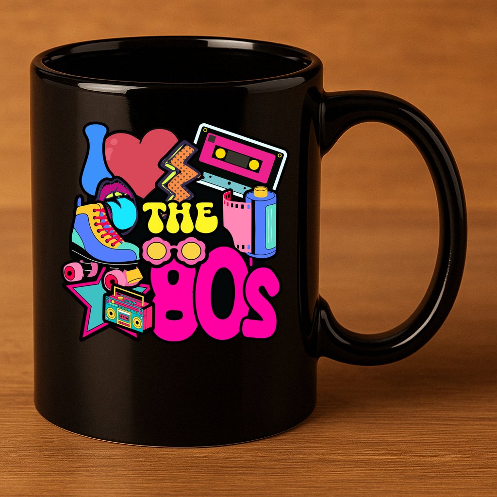 I Love The 80s Retro Cool 11oz C Handle Ceramic Mug