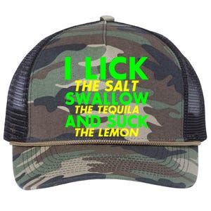 I Lick The Salt Swallow The Tequila And Suck The Lemon Giftgiftgift Retro Rope Trucker Hat Cap