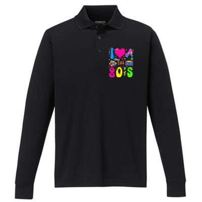 I Love The 80S Party 1980s Themed Costume 80s Theme Outfit Performance Long Sleeve Polo