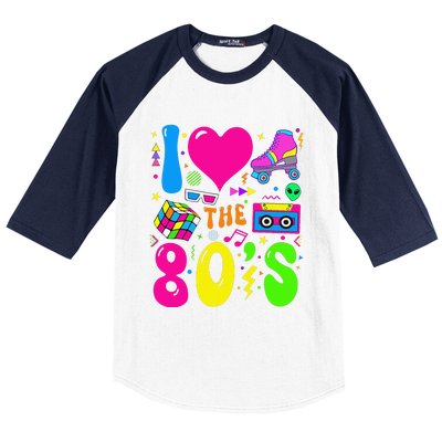 I Love The 80S Party 1980s Themed Costume 80s Theme Outfit Baseball Sleeve Shirt