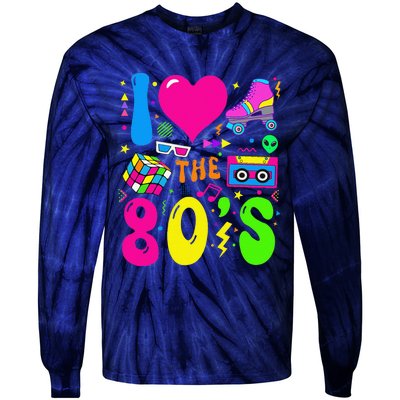 I Love The 80S Party 1980s Themed Costume 80s Theme Outfit Tie-Dye Long Sleeve Shirt