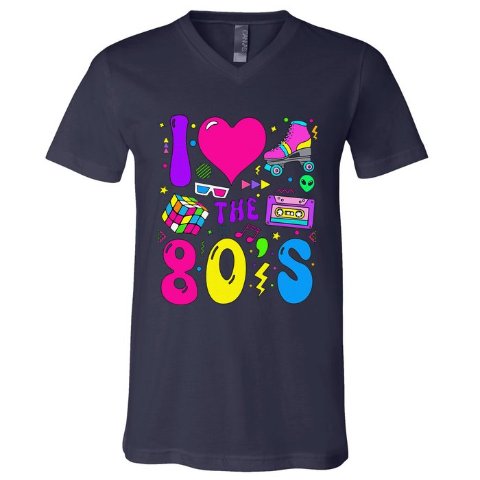 I Love The 80S Party 1980s Themed Costume 80s Theme Outfit V-Neck T-Shirt