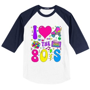 I Love The 80S Party 1980s Themed Costume 80s Theme Outfit Baseball Sleeve Shirt