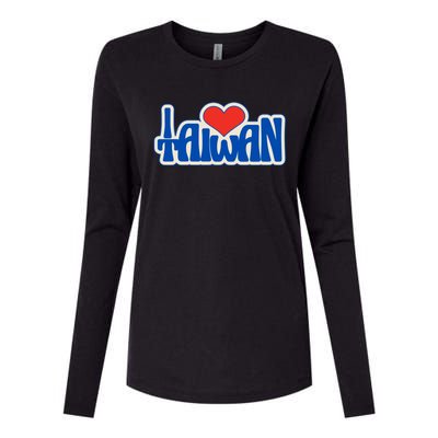 I Love Taiwan Country Taiwanese People Red Heart Gift Womens Cotton Relaxed Long Sleeve T-Shirt