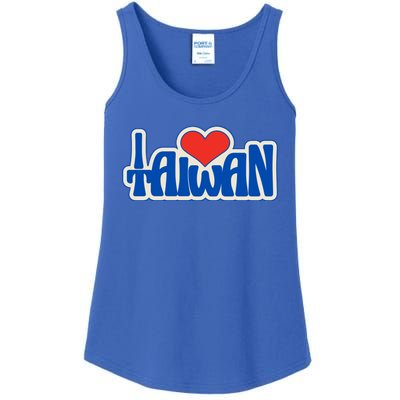 I Love Taiwan Country Taiwanese People Red Heart Gift Ladies Essential Tank