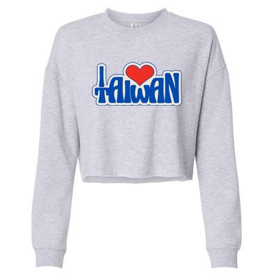 I Love Taiwan Country Taiwanese People Red Heart Gift Cropped Pullover Crew