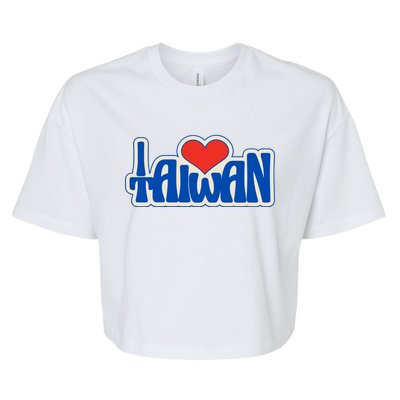 I Love Taiwan Country Taiwanese People Red Heart Gift Bella+Canvas Jersey Crop Tee