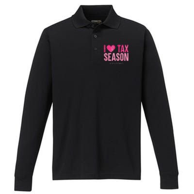 I Love Tax Season Just Kidding Survivor Accountant Performance Long Sleeve Polo