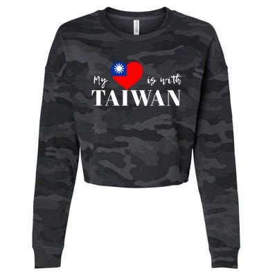 I Love Taiwan Flag Taiwanese Pride I Stand With Taiwan Heart Cute Gift Cropped Pullover Crew