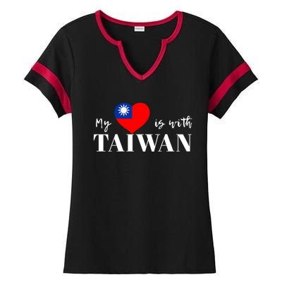 I Love Taiwan Flag Taiwanese Pride I Stand With Taiwan Heart Cute Gift Ladies Halftime Notch Neck Tee