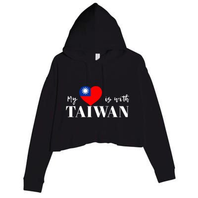 I Love Taiwan Flag Taiwanese Pride I Stand With Taiwan Heart Cute Gift Crop Fleece Hoodie