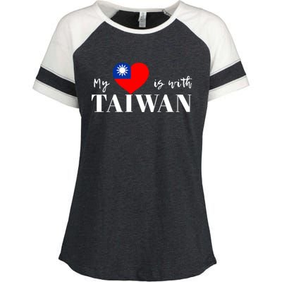 I Love Taiwan Flag Taiwanese Pride I Stand With Taiwan Heart Cute Gift Enza Ladies Jersey Colorblock Tee