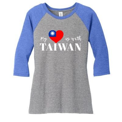 I Love Taiwan Flag Taiwanese Pride I Stand With Taiwan Heart Cute Gift Women's Tri-Blend 3/4-Sleeve Raglan Shirt