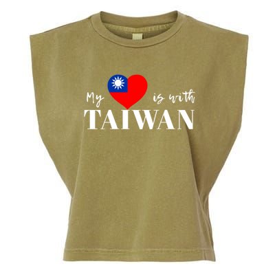 I Love Taiwan Flag Taiwanese Pride I Stand With Taiwan Heart Cute Gift Garment-Dyed Women's Muscle Tee