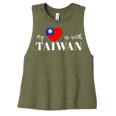 I Love Taiwan Flag Taiwanese Pride I Stand With Taiwan Heart Cute Gift Women's Racerback Cropped Tank