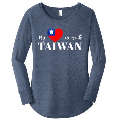 I Love Taiwan Flag Taiwanese Pride I Stand With Taiwan Heart Cute Gift Women's Perfect Tri Tunic Long Sleeve Shirt