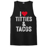 I Love Titties And Tacos Heart Funny Adult Phone Accessory PosiCharge Competitor Tank