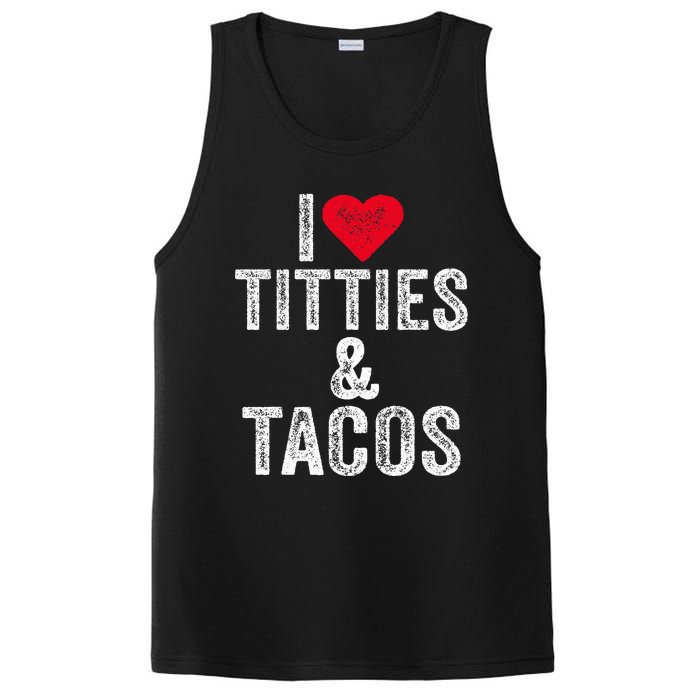 I Love Titties And Tacos Heart Funny Adult Phone Accessory PosiCharge Competitor Tank