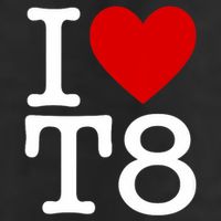 I Love T8 I Heart T8 I Love Heart T8 7 Panel Mesh Trucker Snapback Hat