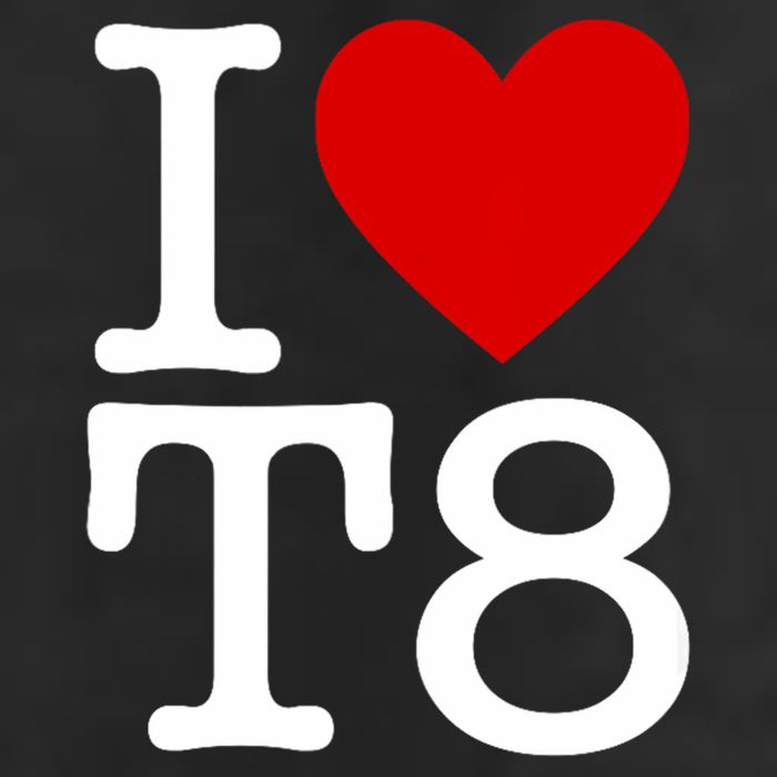I Love T8 I Heart T8 I Love Heart T8 7 Panel Mesh Trucker Snapback Hat