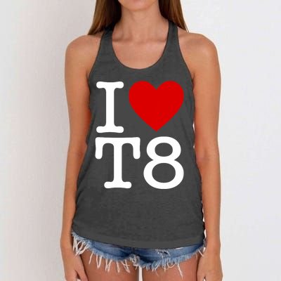 I Love T8 I Heart T8 I Love Heart T8 Women's Knotted Racerback Tank