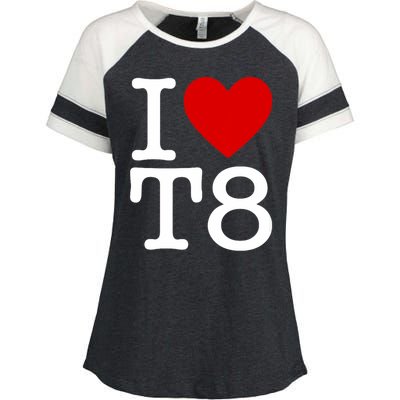 I Love T8 I Heart T8 I Love Heart T8 Enza Ladies Jersey Colorblock Tee