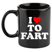 I Love To Fart  Heart Farting  11oz C Handle Ceramic Mug