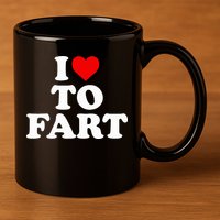 I Love To Fart  Heart Farting  11oz C Handle Ceramic Mug