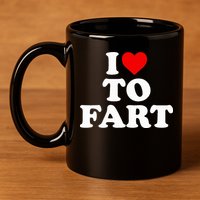 I Love To Fart  Heart Farting  11oz C Handle Ceramic Mug