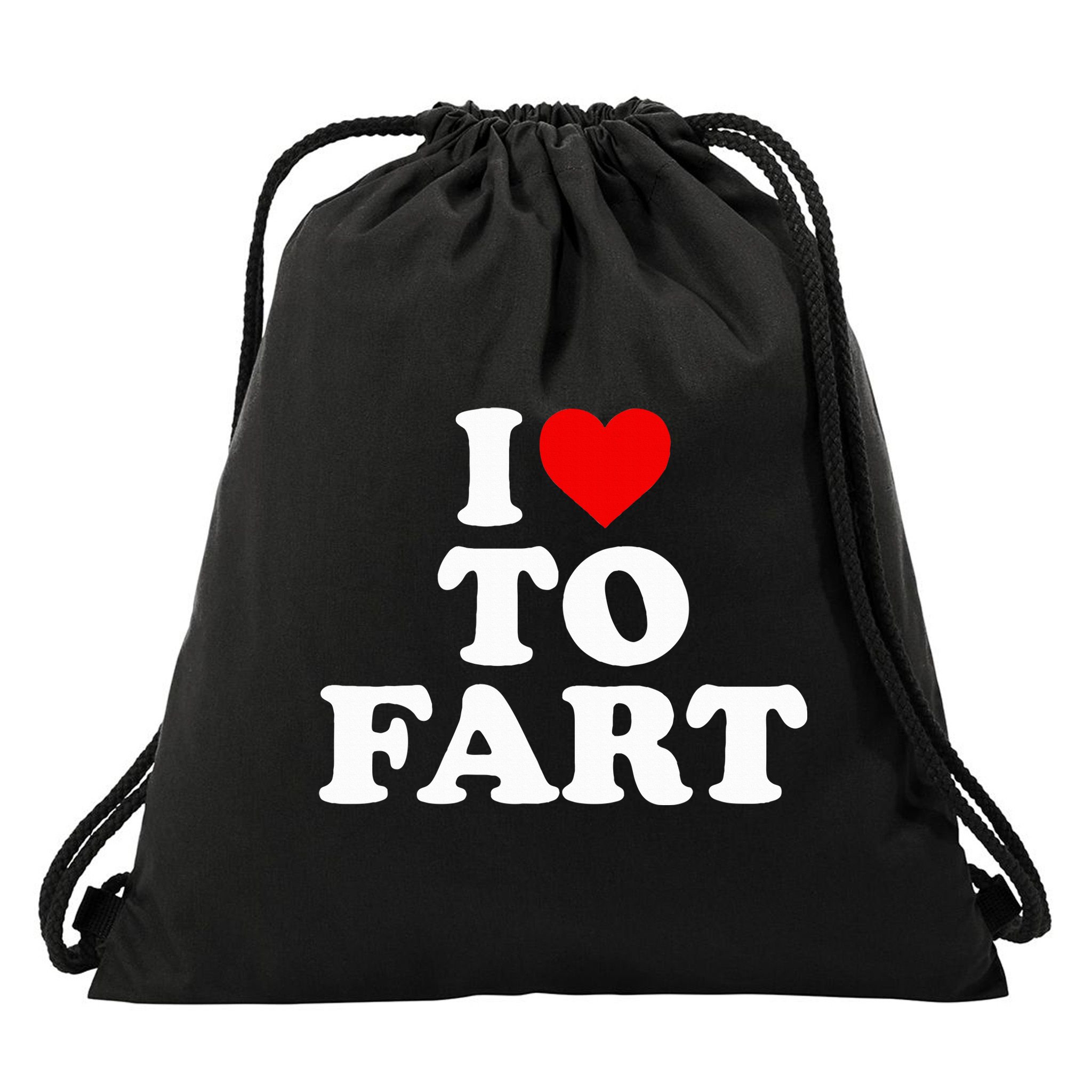 I Love To Fart  Heart Farting  Drawstring Bag
