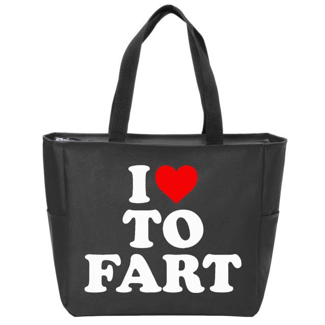 I Love To Fart  Heart Farting  Zip Tote Bag
