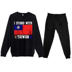 I Love Taiwan Flag Taiwanese Pride I Stand With Taiwan Quote Gift Premium Crewneck Sweatsuit Set