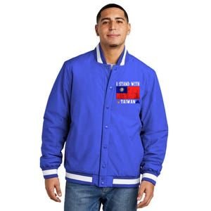 I Love Taiwan Flag Taiwanese Pride I Stand With Taiwan Quote Gift Insulated Varsity Jacket