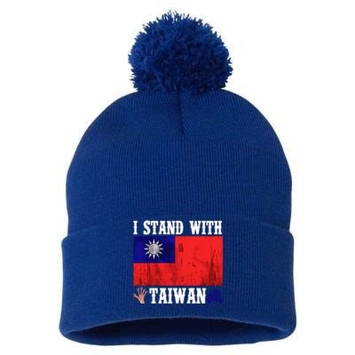 I Love Taiwan Flag Taiwanese Pride I Stand With Taiwan Quote Gift Pom Pom 12in Knit Beanie