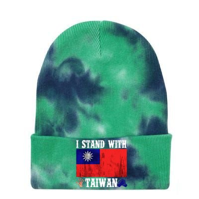 I Love Taiwan Flag Taiwanese Pride I Stand With Taiwan Quote Gift Tie Dye 12in Knit Beanie