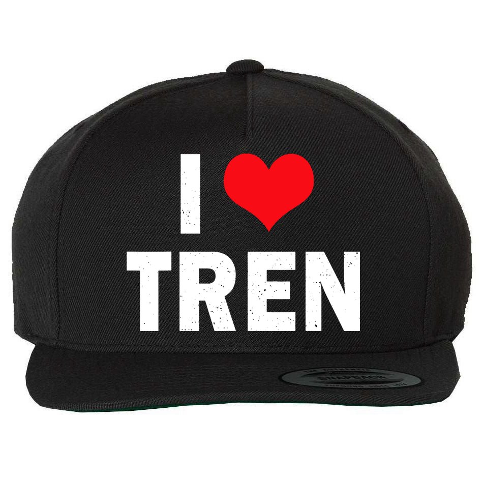 I Love Tren Bodybuilder I Heart Tren Funny Wool Snapback Cap