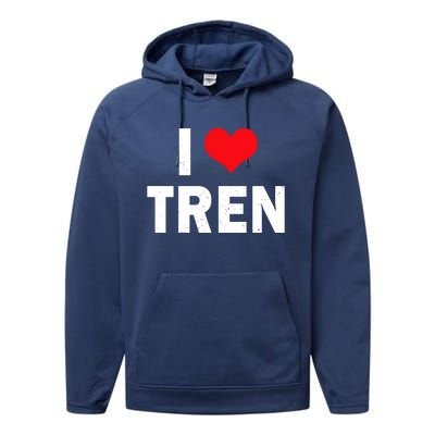 I Love Tren Bodybuilder I Heart Tren Funny Performance Fleece Hoodie