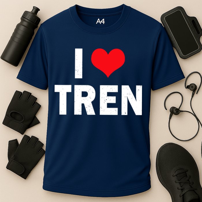 I Love Tren Bodybuilder I Heart Tren Funny Cooling Performance Crew T-Shirt