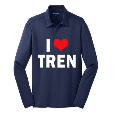 I Love Tren Bodybuilder I Heart Tren Funny Silk Touch Performance Long Sleeve Polo