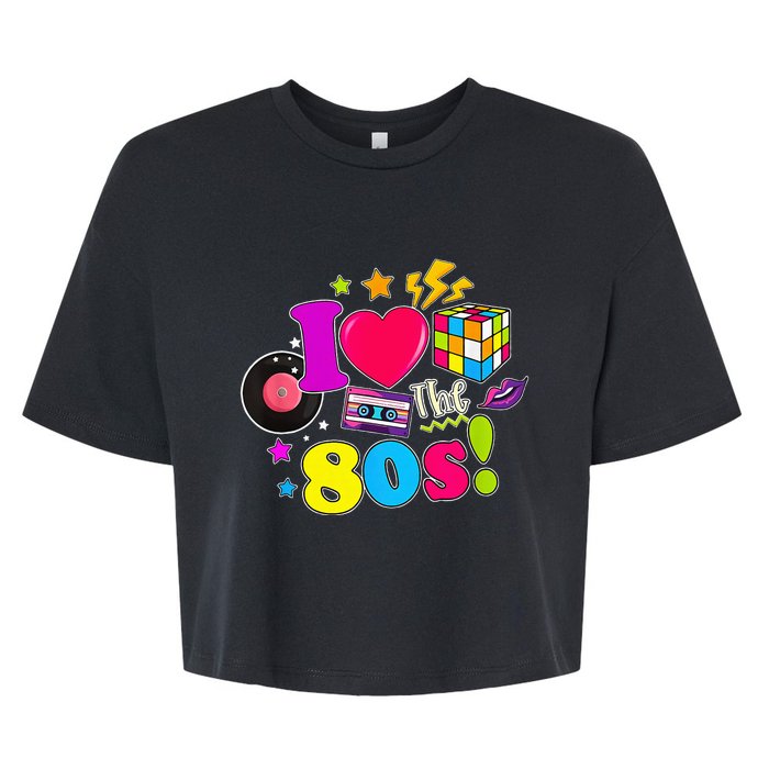 I Love The 80s Vintage Outfit 80's Theme party Bella+Canvas Jersey Crop Tee